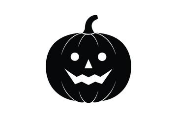 Silhouette art drawing of a Halloween pumpkin with a surprised expression.eps