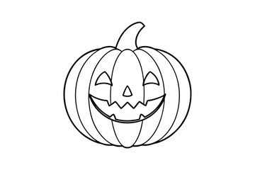 Line art drawing of a Halloween pumpkin lantern.eps