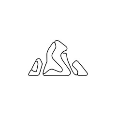 Minimalist Mountain Range Icon, Line Art, White Background