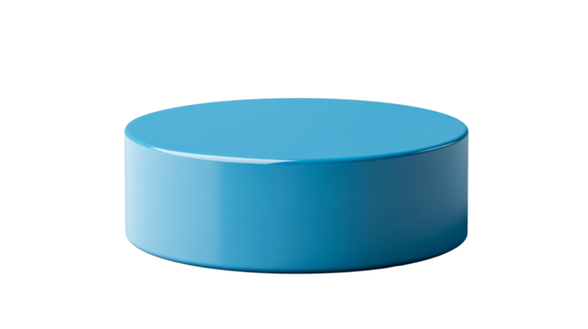 Glossy Blue Cylinder Presentation Display, cut out transparent