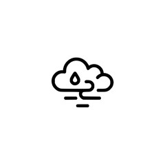Weather Icon: Rainy Cloud with Wind and Minimalist Style