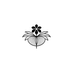 Minimalist Floral Logo Design: Black Flower on White Background