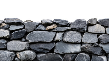 Stacked stone wall background with natural pattern texture, cut out transparent