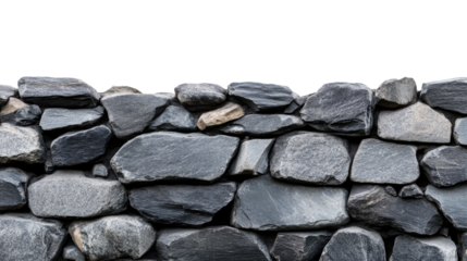 Stacked stone wall background with natural pattern texture, cut out transparent