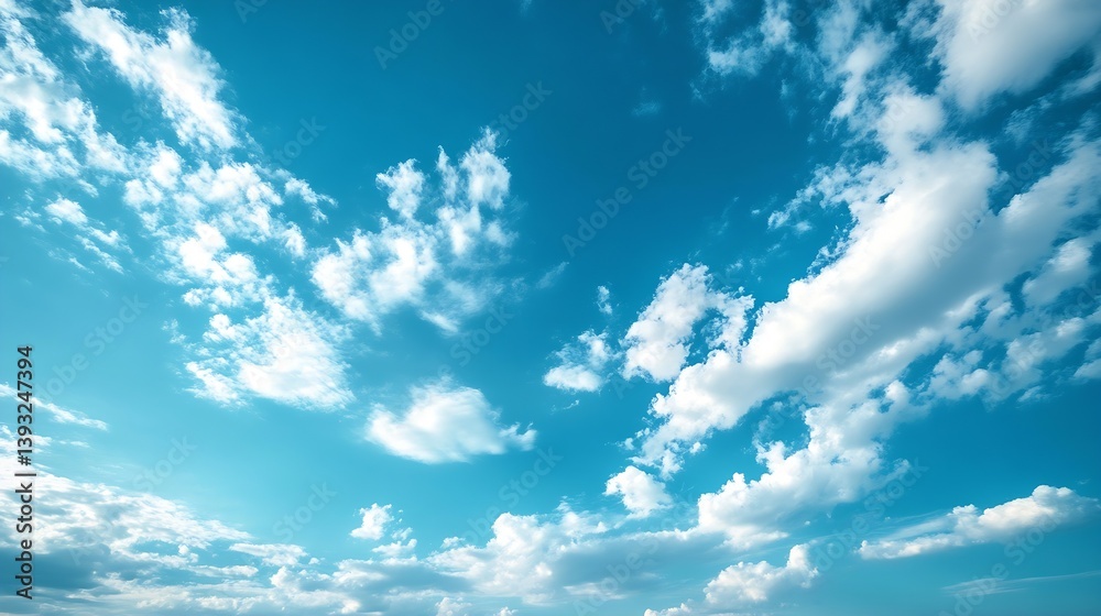 Poster expansive blue sky enhanced by wispy clouds displaying nature's beauty in the daylight : generative 