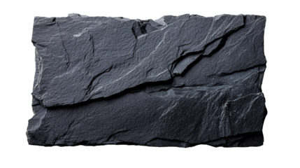 Textured gray stone slab with jagged edges, background , cut out transparent