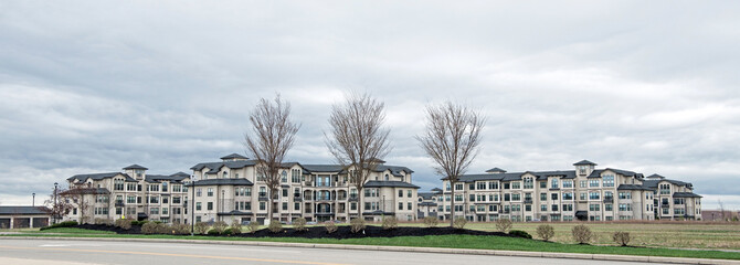 Ominous Shelf Cloud over Large Condominium Complex during Midwest Storm