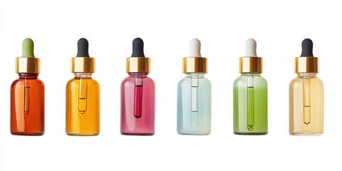 Organic skincare 6 pieces bottles, set isolated with white background