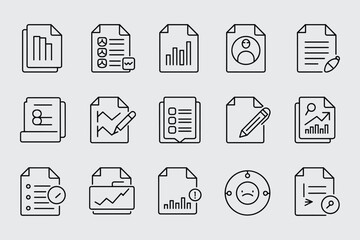 Document Line Icon Set For Business Analytics Reporting And Task Management