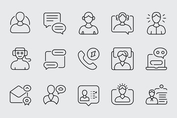 Customer Support Communication Icons Representing Online Help And Assistance Services