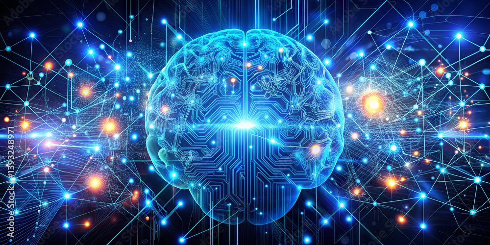 Poster a visual representation of a brain made of circuits and glowing connections, highlighting the interp
