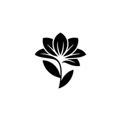 Black and White Minimalist Flower Logo on White Background