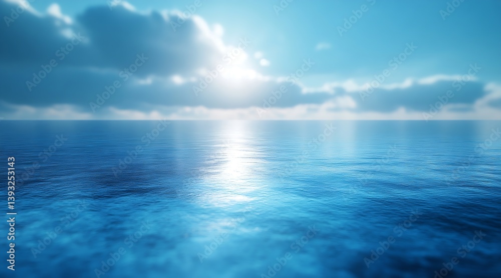 Poster serene ocean view with sunlit horizon peaceful seascape for relaxation and meditation : generative a