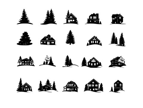 Collection of Townhouses vector icons, Townhouses vector images
