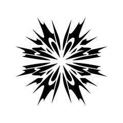 Fototapeta premium Abstract Black Flower Motif, Geometric Decorative Element on White Background