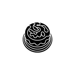 Elegant Black and White Cake Icon: Minimalist Sweet Treat, Design Element