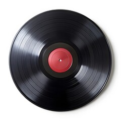 Fototapeta premium Black Vinyl Record with Red Label