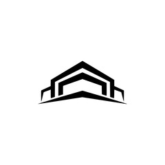 Abstract Architectural Logo, Black on White, Modern Real Estate Branding Concept