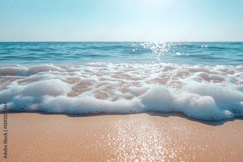 Poster tranquil beach scene with gentle waves washing ashore on golden sand a peaceful and relaxing coastal