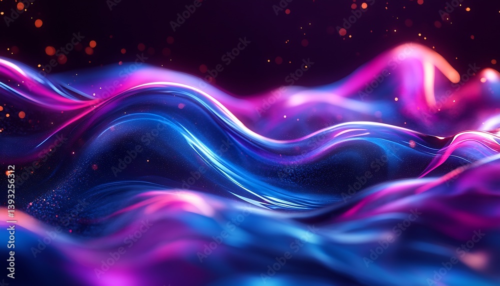 Leinwandbilder illuminated waves of colorful light in a vibrant and dreamy setting : generative ai
