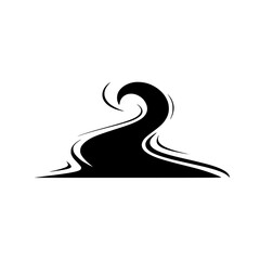 Fototapeta premium Abstract Black Swirl on White Background: Minimalist Design