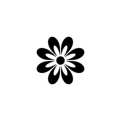 Minimalist Black & White Flower Icon on Light Grey Background