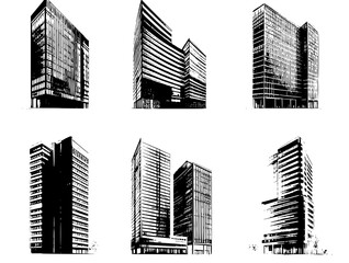 Fototapeta premium Collection of Commercial Buildings vector icons, Commercial Buildings vector illustrations