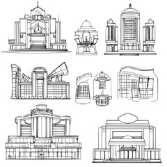 Naklejka premium Collection of Entertainment complexes vector icons, Entertainment complexes vector illustrations
