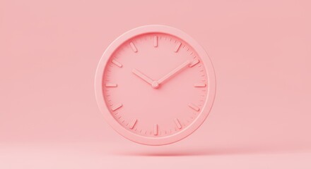 Pink Clock Minimalist Design - A simple, elegant pink clock on a pink background. Perfect for time management or schedule concepts