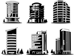 Fototapeta premium Collection of Office buildings vector icons, Office buildings vector illustrations