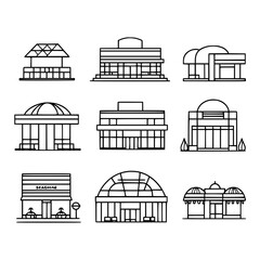 Collection of Shopping malls line vector designs, Shopping malls illustration art