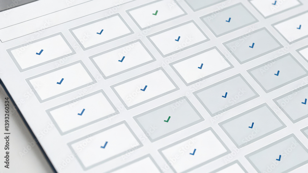 Poster a grid of checkboxes featuring various colors, indicating different statuses or selections, likely r