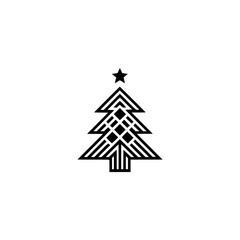 Fototapeta premium Minimalist Geometric Christmas Tree Logo on White