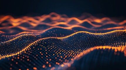 Vibrant neon light waves forming dynamic abstract digital landscape