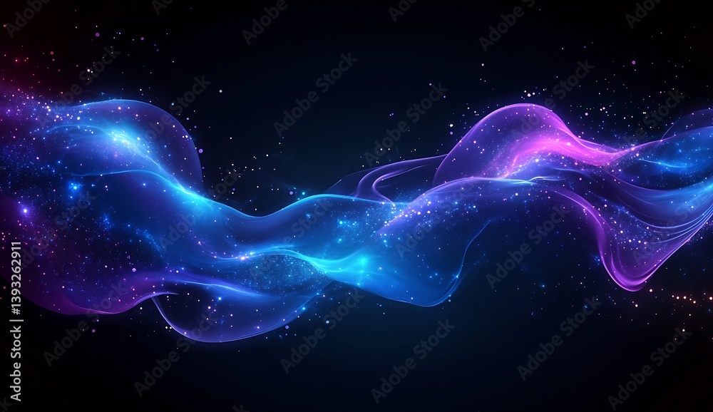 Poster vibrant cosmic flow of swirling blue and pink light creating an ethereal backdrop of abstract beauty