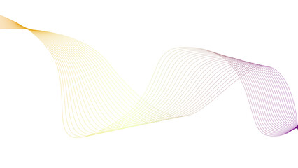 Vector curvy abstract line art wavy flowing dynamic colorful lines white background in concept music or sound, wave, wind, information flow	