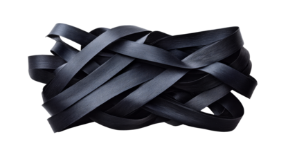 Dark tangled ribbons abstract design element, cut out transparent