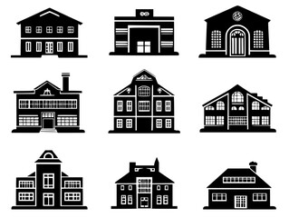 Fototapeta premium Collection of Industrial Buildings vector icons, Industrial Buildings illustration art