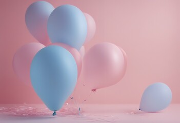 minimal balloons pink idea room creative floating blue background pastel studio concept design inspire light wall abstract leadership balloon bright party summer space trendy white minimalist colours