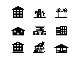 Fototapeta premium Collection of Motels vector icons, Motels illustration art