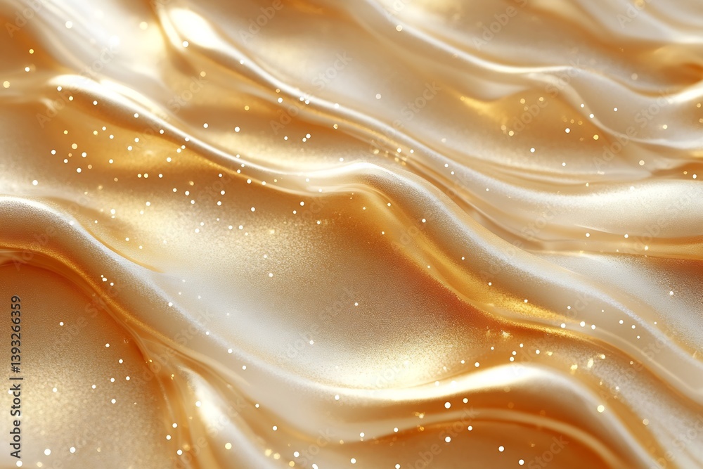Poster Elegant Gold Silk Fabric Background with Soft Draping and Shimmering Highlights for Luxurious Designs : Generative AI