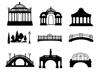 Fototapeta premium Collection of Parks Pavillions vector icons, Parks Pavillions illustration art