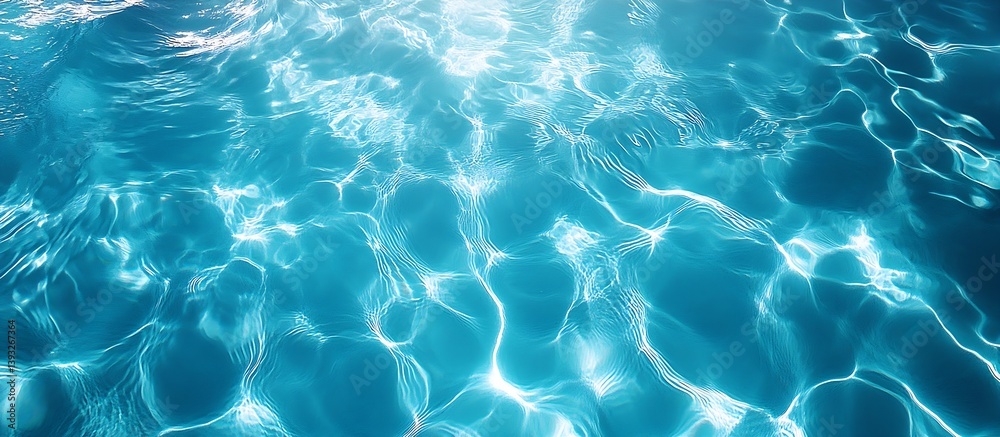 Aufkleber Crystal Clear Blue Water Texture Abstract Pattern Summer Swimming Pool Fresh Refreshing Backdrop Tranquil Ripples Serene Surface : Generative AI
