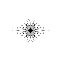 Elegant Black Floral Design on White, Minimalist Ornament, Decoration