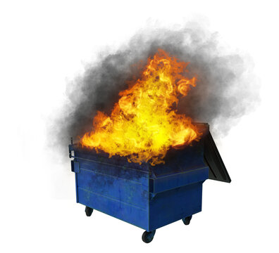Dumpster fire illustration isolated on transparent background