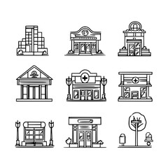 Fototapeta premium Collection of Pharmacies line vector designs, Pharmacies vector images