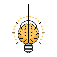 Creative Brain Lightbulb Concept – Minimal Line Art Icons of Intelligence, Innovation, and Bright Ideas for Education, Tech, and Branding. © RASEL