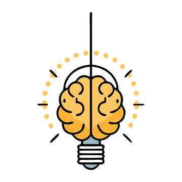 Creative Brain Lightbulb Concept &ndash; Minimal Line Art Icons of Intelligence, Innovation, and Bright Ideas for Education, Tech, and Branding.