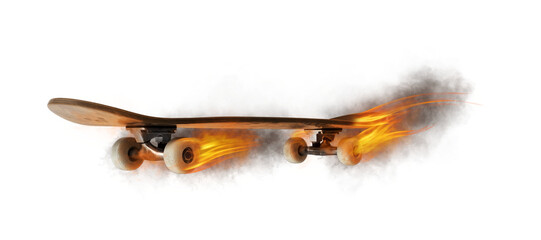 Illustration of a skateboard with flames isolated on transparent background © HTGanzo