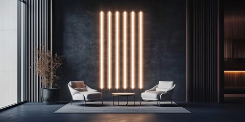 stylish architectural interior design featuring warm ambient vertical lighting